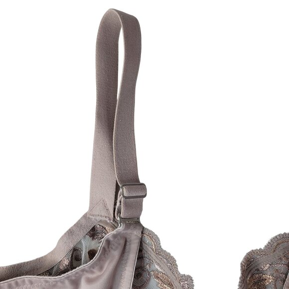 Soma Underwire Full Coverage Sheer Bra Cream Tan 42C Embroidered Unlined Lace - Picture 6 of 12